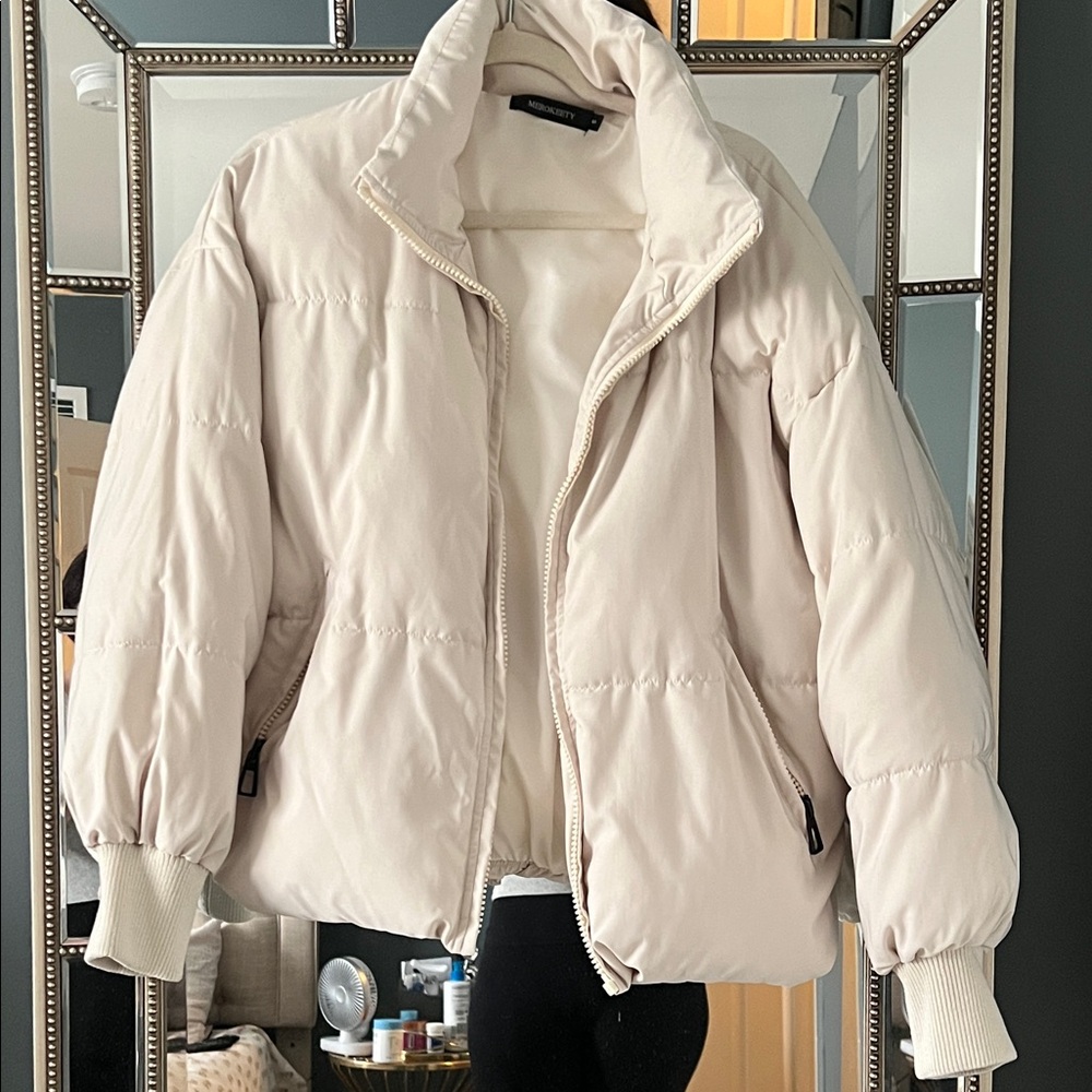 Amazon Cream Quilted Puffer Jacket